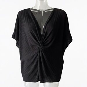 Zara Women's Black V Neck Twisted Blouse Size Small